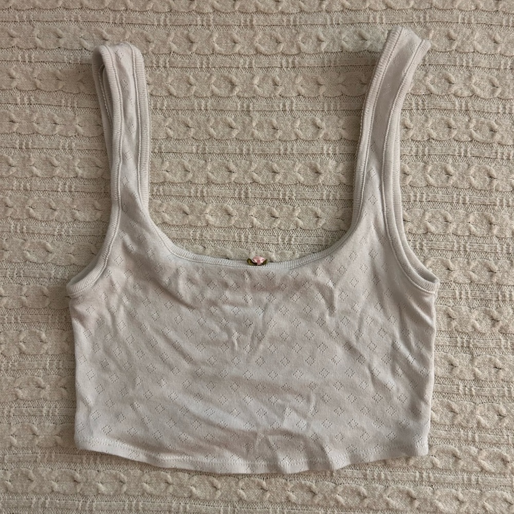 White Pointelle Tank Top